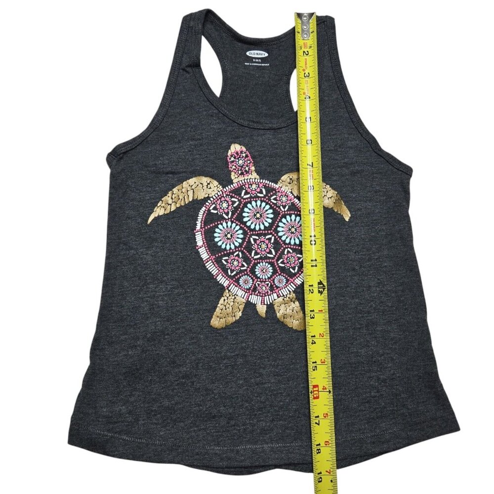 Old‎ Navy Tank Top Girls Small 6 Gray Racerback Turtle Beach Floral Sleeveless - Picture 5 of 11